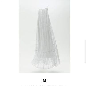 Zara Oyster White Embroidered Tulle Dress